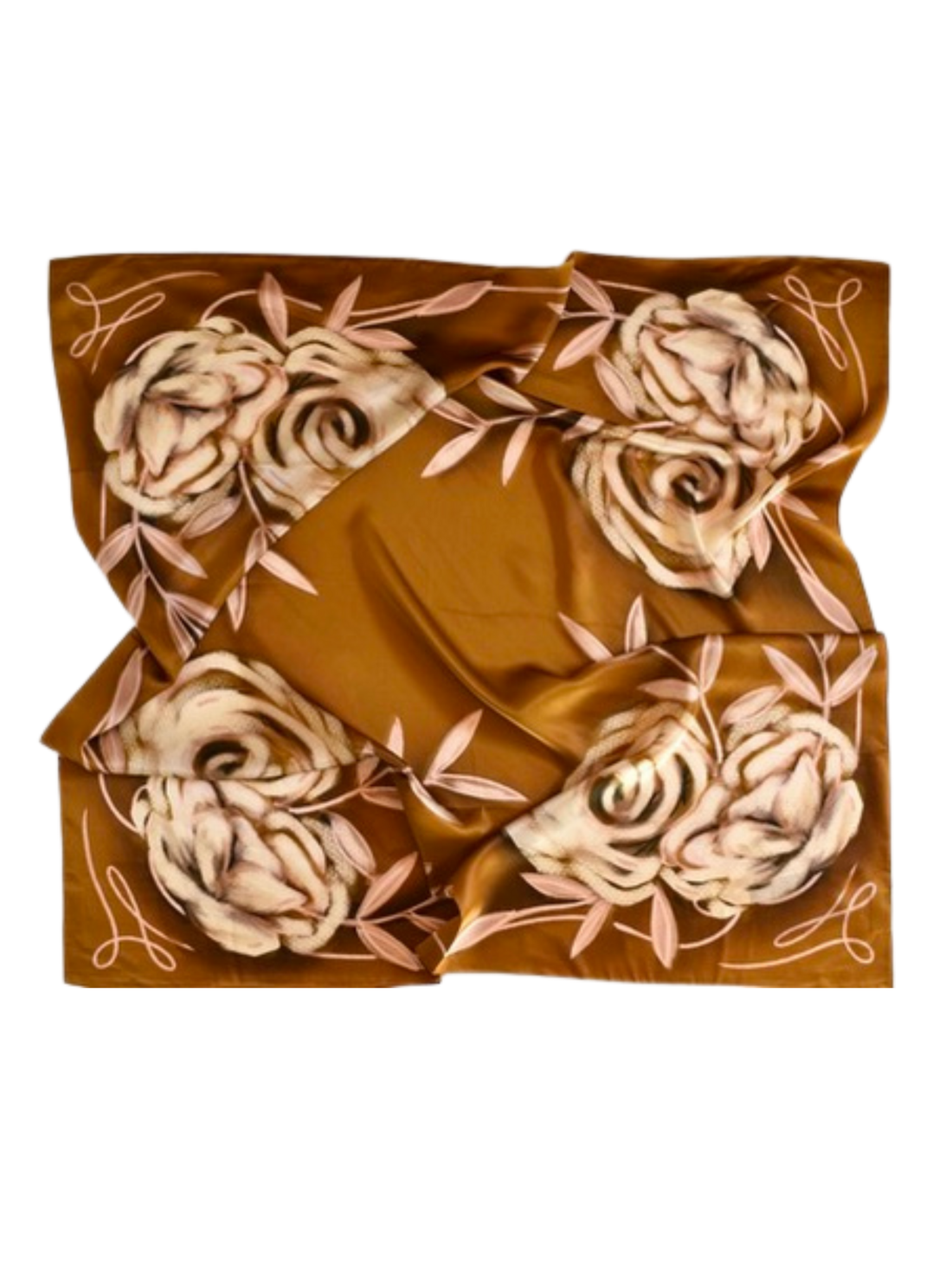 Large 100% Mulberry Silk 35x35: Rustic Wild Roses Wild Rag Scarf