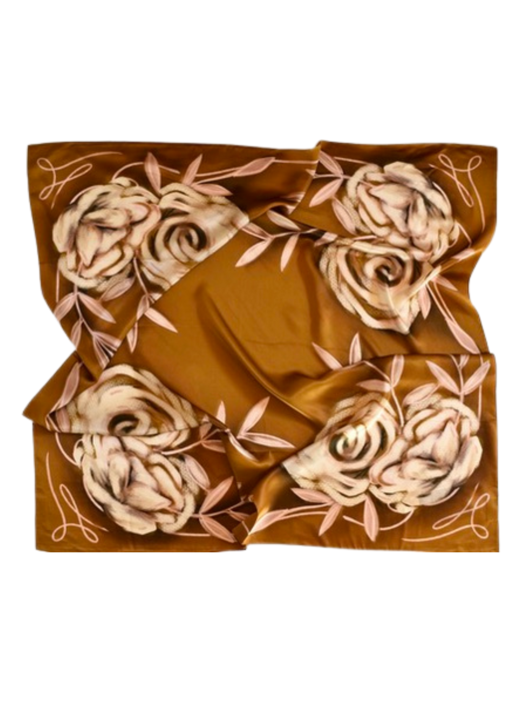 Large 100% Mulberry Silk 35x35: Rustic Wild Roses Wild Rag Scarf