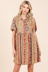 Paisley Patchwork Print Shirt Dress