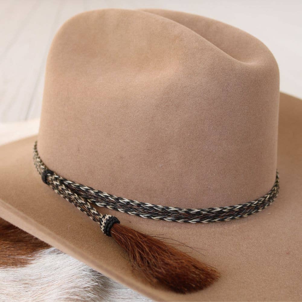 Overo Single Tassel Horsehair Braided Hat Band