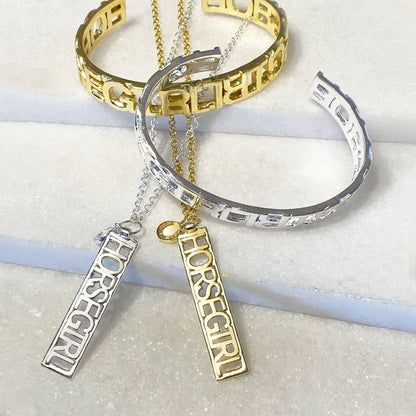 Horse Girl Dog Tag Necklace