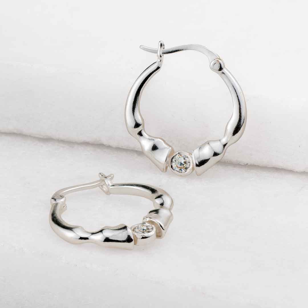 Cavallo - Moissanite Horseshoe Earrings, Sterling Silver
