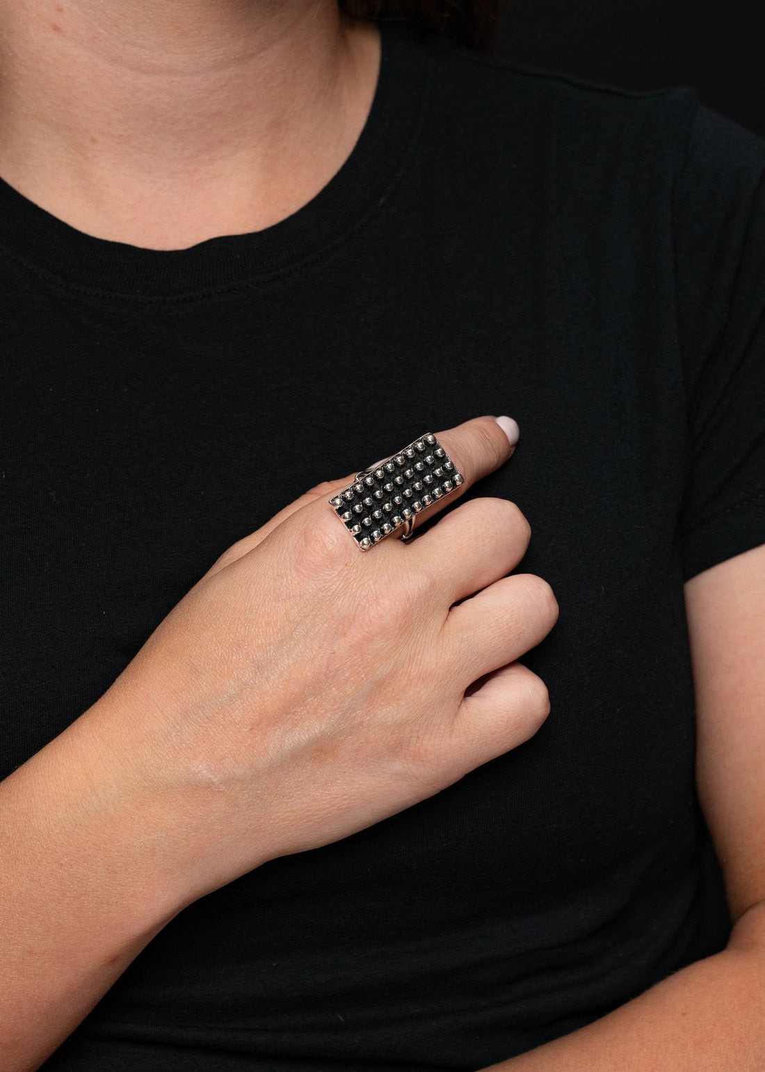 Burnished Silver Dotted Ring