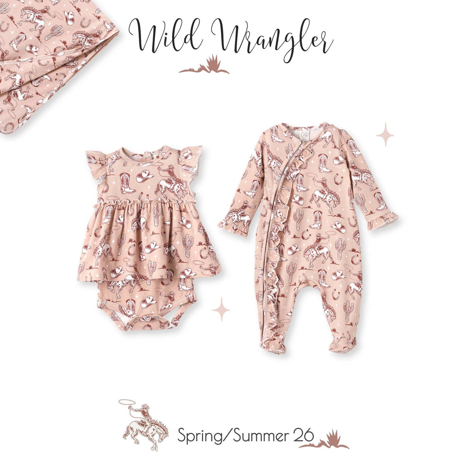 Wild Wrangler Pink Bamboo Ruffle Zipper Romper