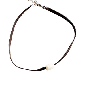 Floating Pearl & Leather Necklace