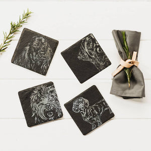 4 Mixed Dog Slate Coasters