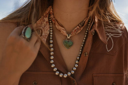 Western Harvest in Dusty Rose Silk Twilly Cowgirl Scarf - Western Harvest in Deep Juniper Silk Twilly Cowgirl Scarf