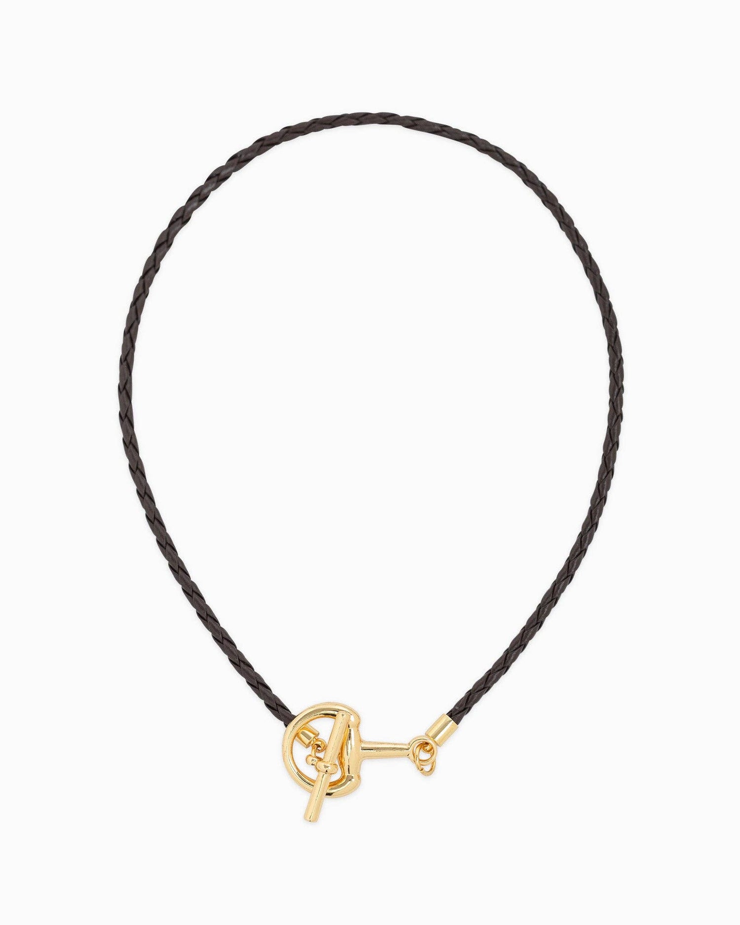 Leather &amp; Reins Necklace, Gold