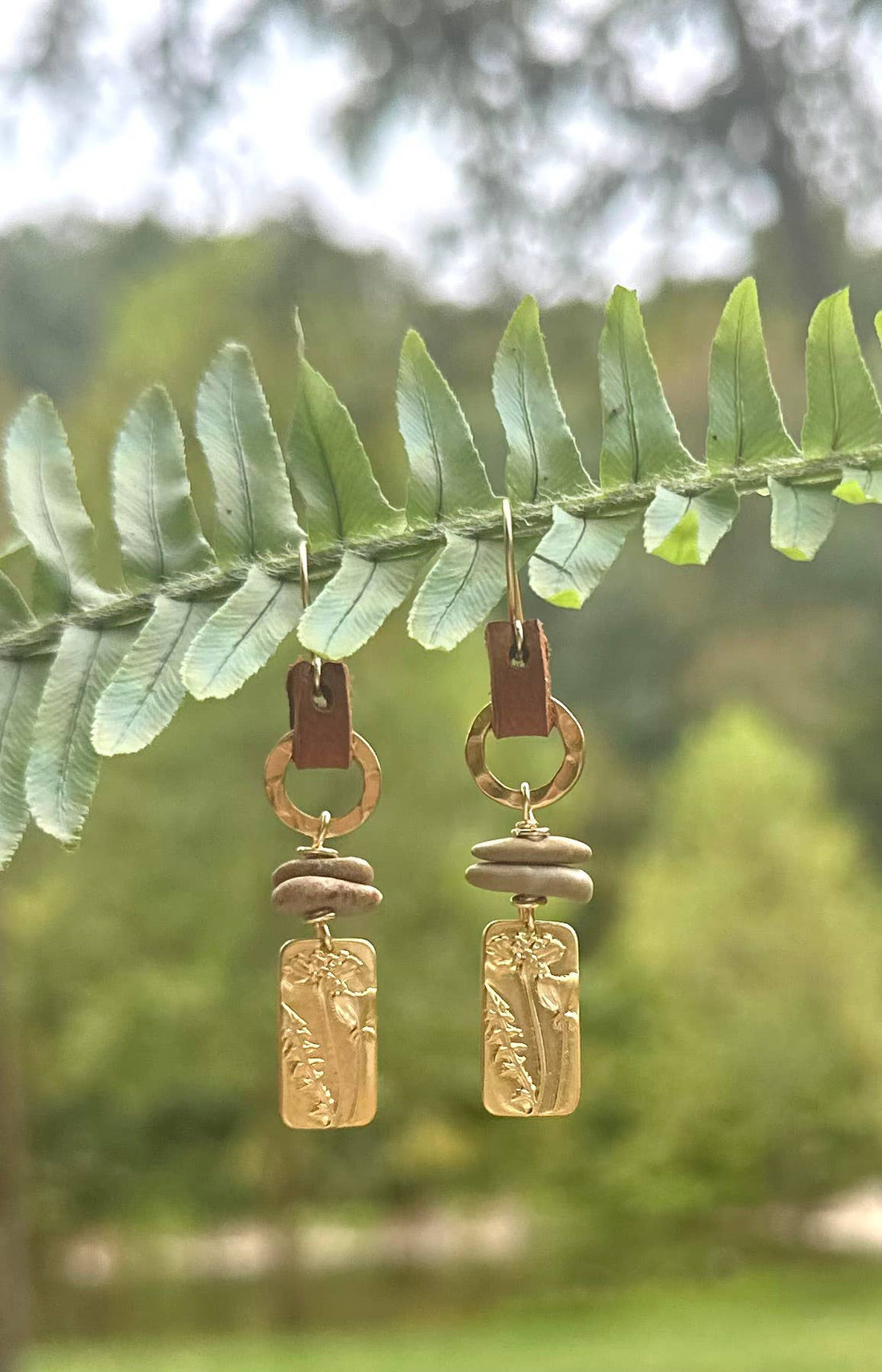 Leather &amp; Leaf Earrings