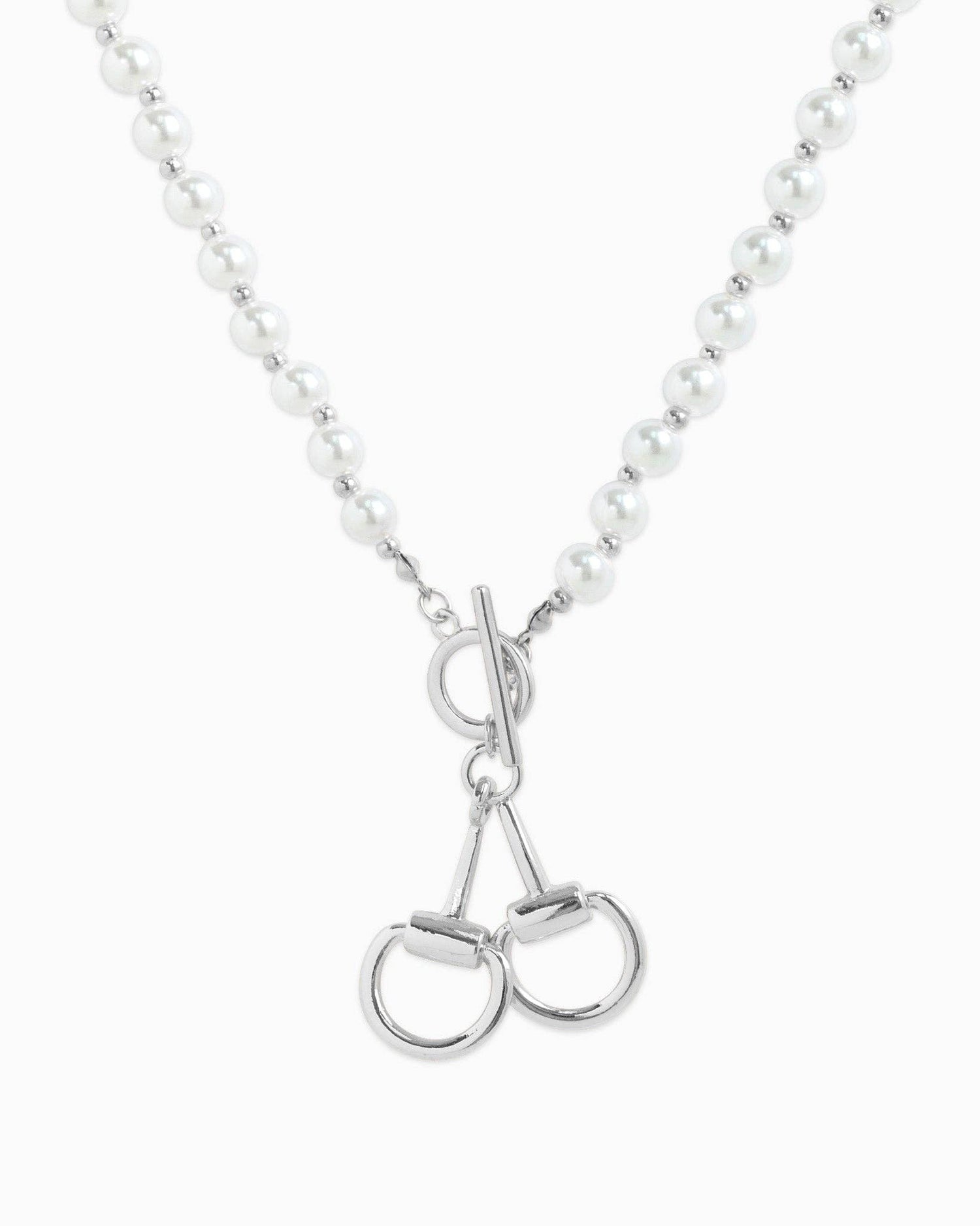 Pearls &amp; Bridles Necklace, Silver