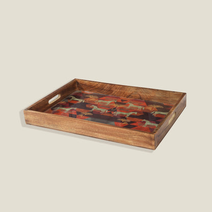Horse Resin &amp; Wood Decorative Tray, Three Sizes
