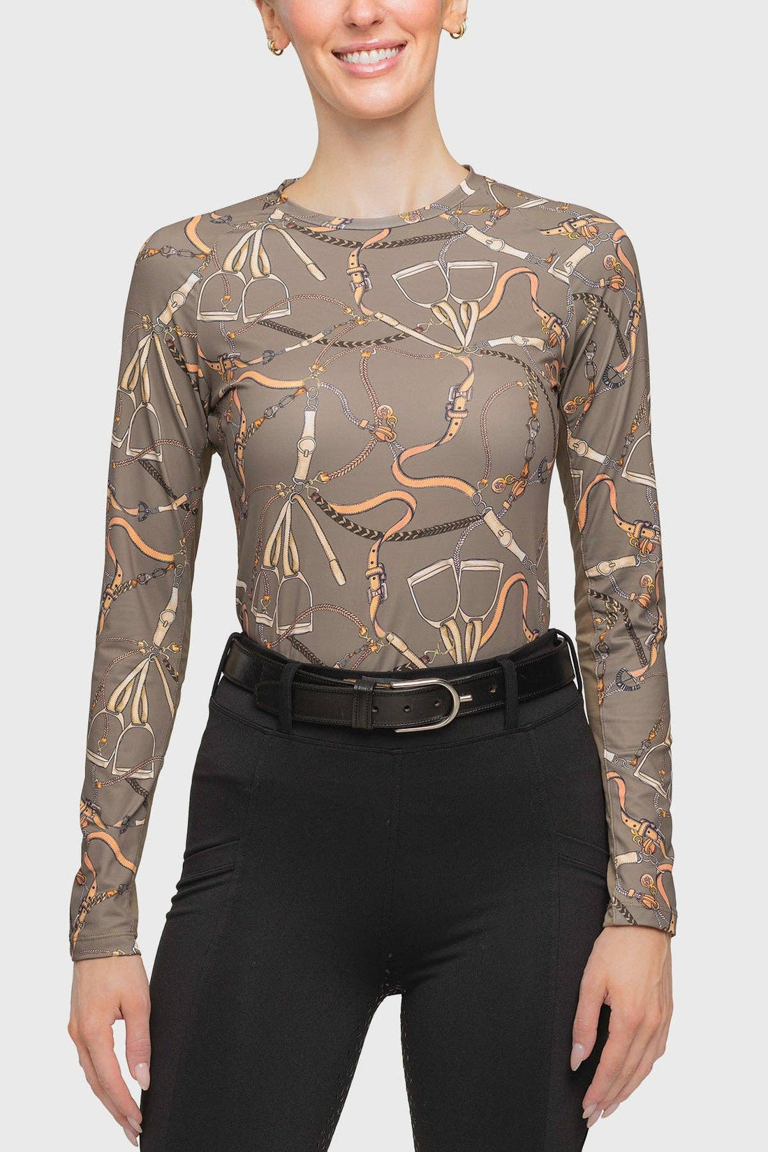 Kastel Denmark Long Sleeve Taupe Belts Crewneck