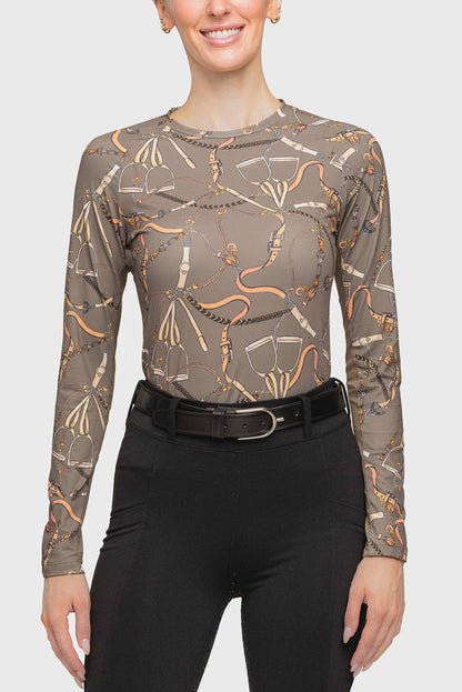 Kastel Denmark Long Sleeve Taupe Belts Crewneck