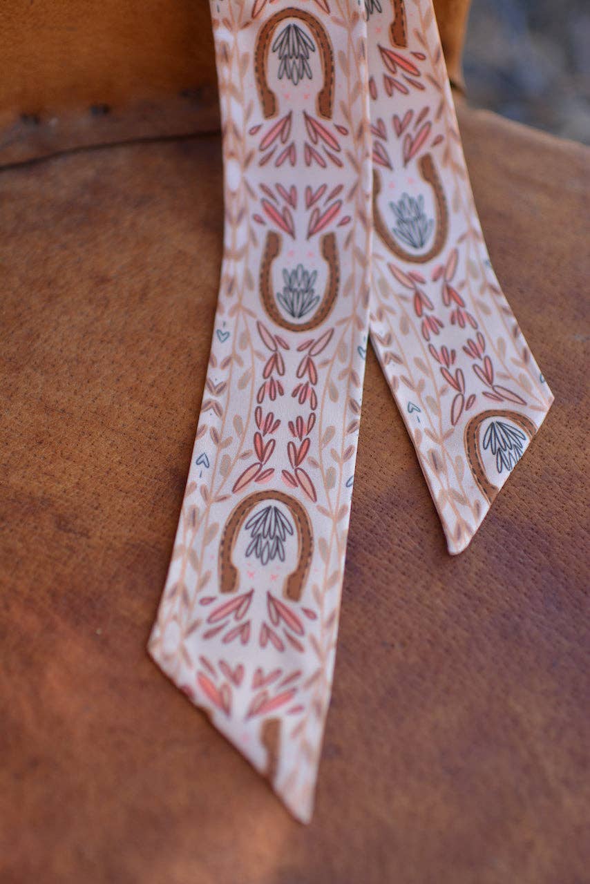 Western Harvest in Dusty Rose Silk Twilly Cowgirl Scarf - Western Harvest in Deep Juniper Silk Twilly Cowgirl Scarf