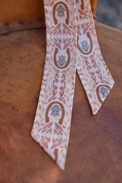 Western Harvest in Dusty Rose Silk Twilly Cowgirl Scarf - Western Harvest in Deep Juniper Silk Twilly Cowgirl Scarf