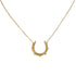 Gold horseshoe necklace on a beige background