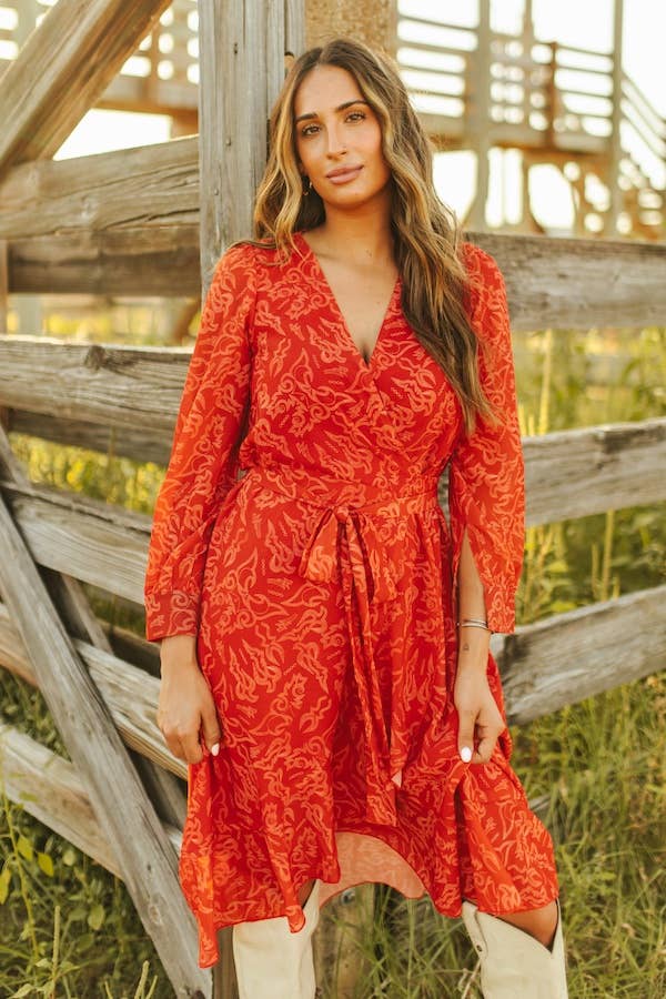 Crimson Canyon Wrap Dress