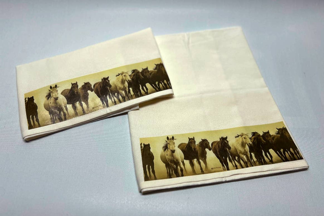 Horses in the Fog Dish Towel
