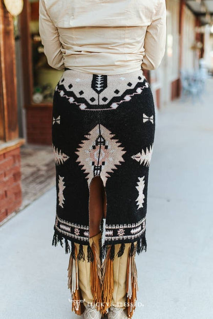 Midnight Mesa Fringe Skirt