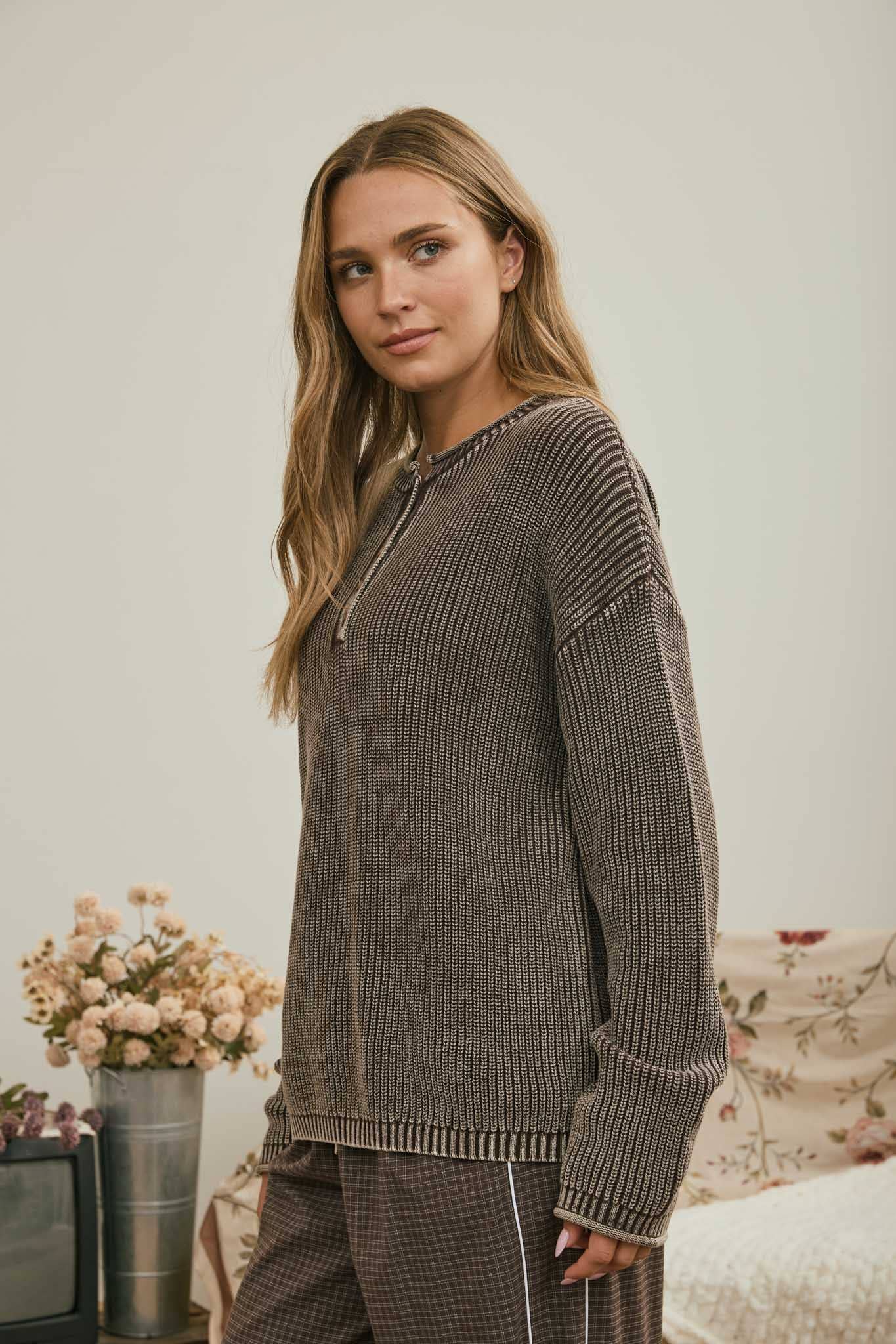 The Worn West Henley, Dark Brown