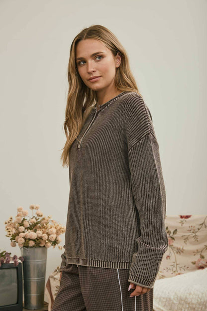 The Worn West Henley, Dark Brown