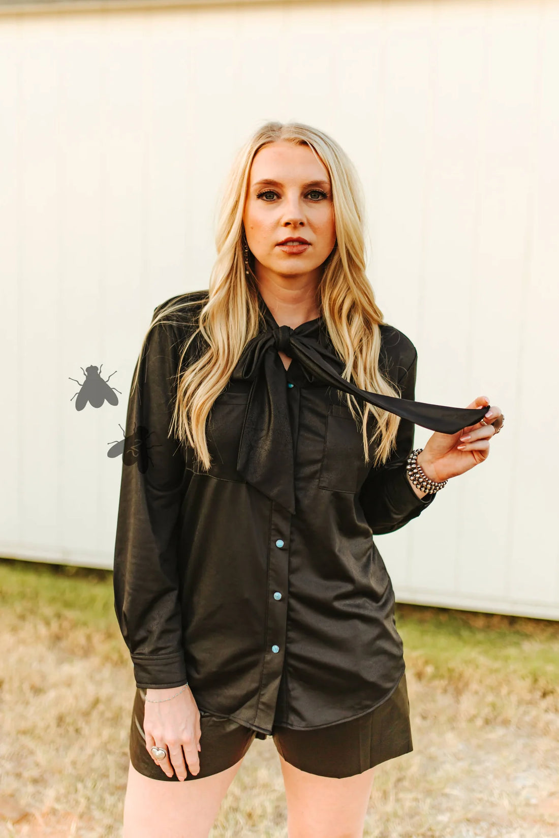 Leather Outlaw Bow Blouse