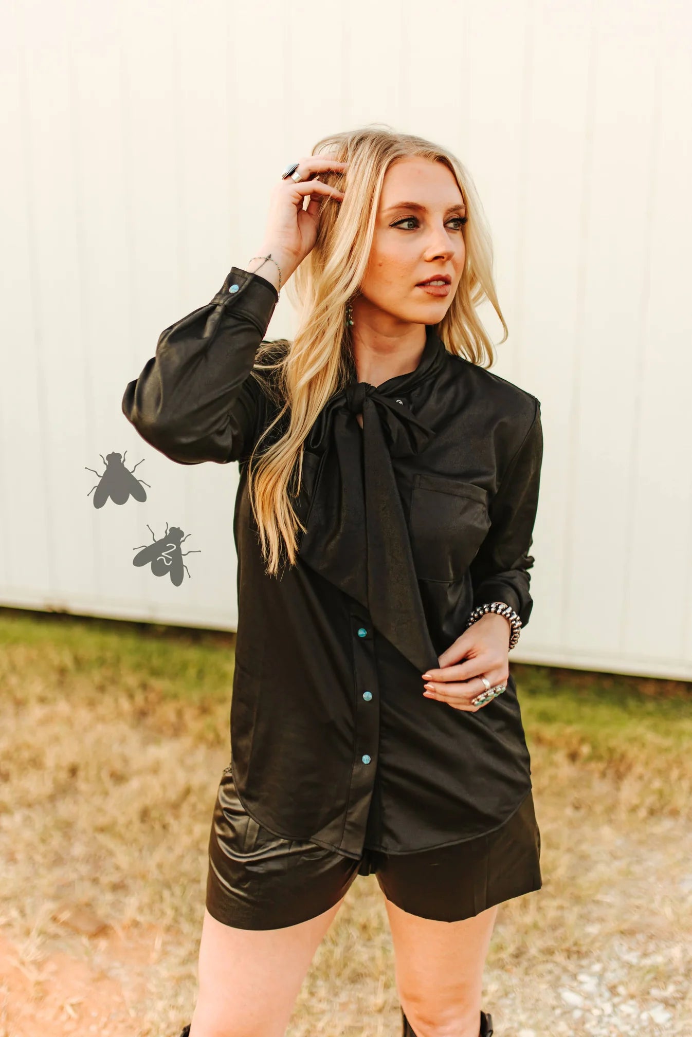Leather Outlaw Bow Blouse