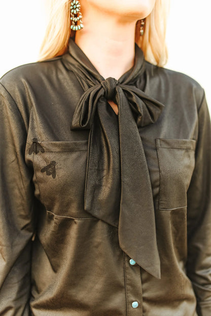 Leather Outlaw Bow Blouse