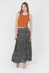 Women’s black western cactus print maxi skirt with elastic waist and front slit