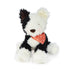 Plush Australian Shepherd farm dog stuffed animal with black and white fur, floppy ears, and embroidered face, soft textured toy for all ages