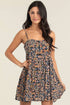 Women’s western ditsy floral button front mini dress with adjustable straps and pockets