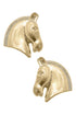 A pair of gold-tone horse head stud earrings with intricate detailing, capturing the elegance and spirit of equestrian style. A timeless accessory for horse lovers and fashion enthusiasts alike.