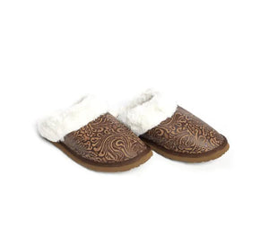 Classic Lined Brown Leather Slippers