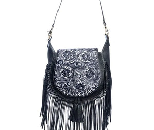 Moonwood Hand-Tooled Bag in Coal