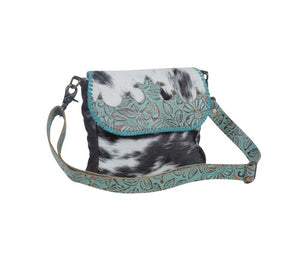 Turquoise Fleurs Leather & Hairon Bag