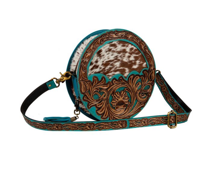 Desert Rain Hand-tooled Round Bag