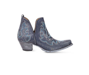 Maisie Stitched Leather Boots in Dusty Blue