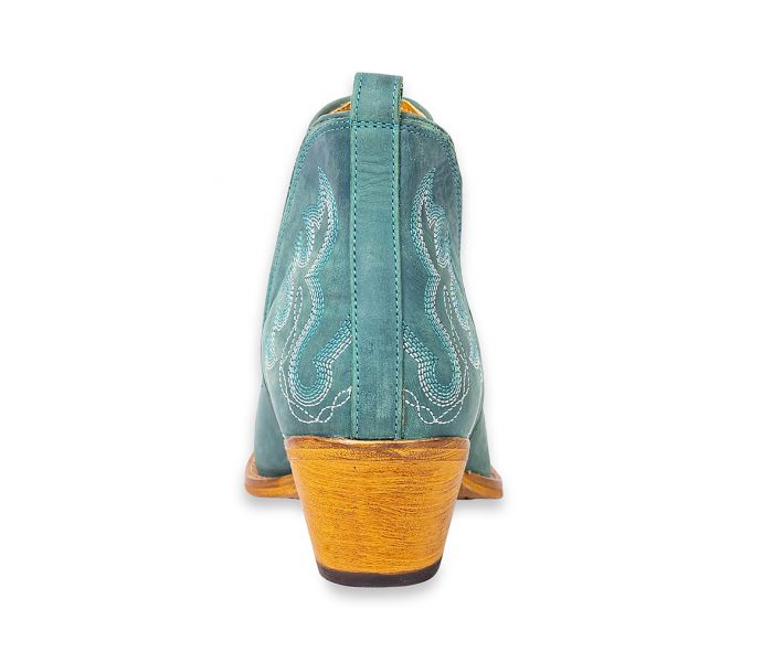 Maisie Stitched Leather Boots in Turquoise