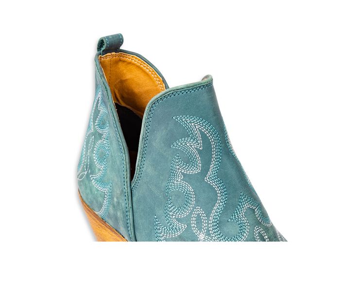 Maisie Stitched Leather Boots in Turquoise