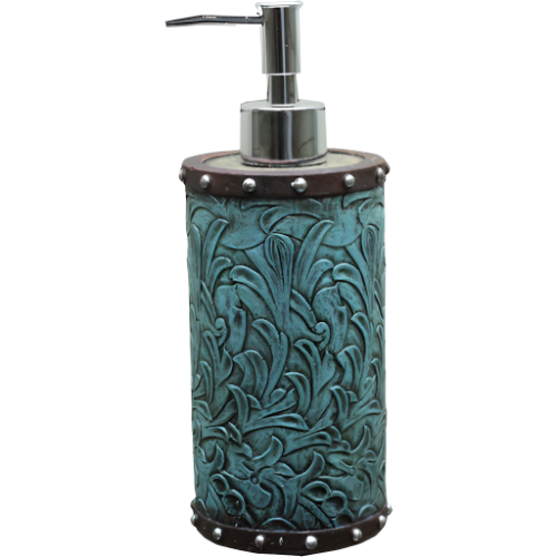 Turquoise Flowers Bathroom Hand Soap Pump