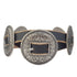 Stillwater Concho Belt with antique silver floral engraved conchos on distressed leather skinny belt