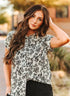 Women’s western horse and floral print button-front tunic top with relaxed fit