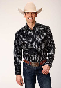 Roper Mens Black Hills Snap Button Up