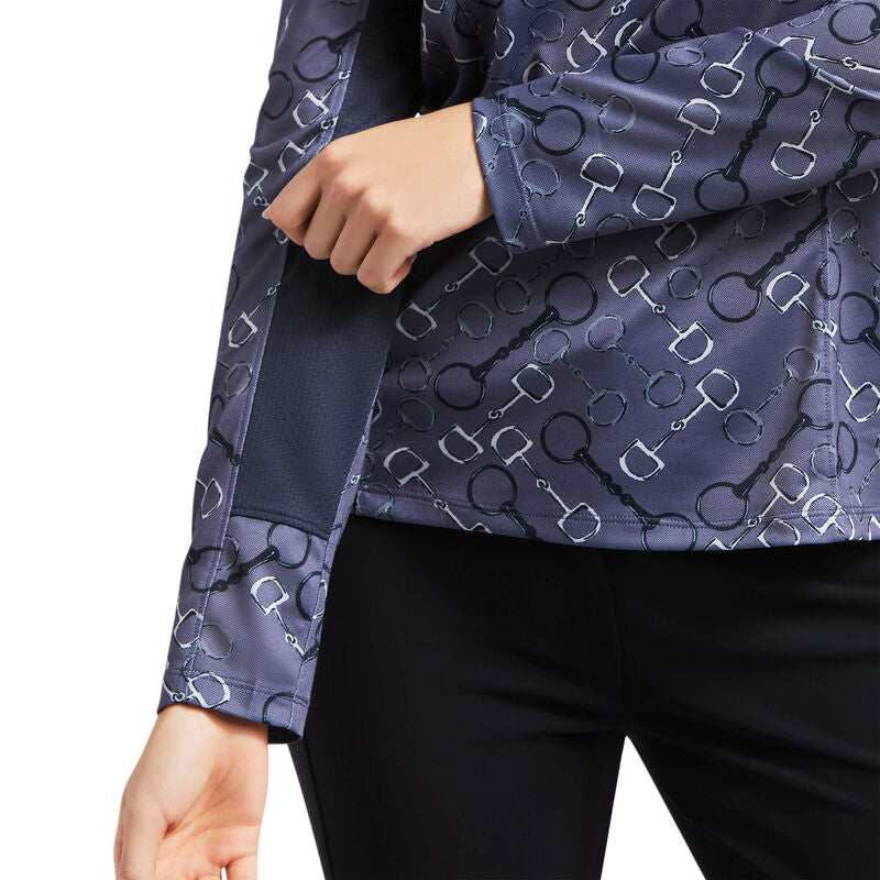 Ariat Womens Sunstopper 2.0 1/4 Zip Baselayer-Charcoal Bit Print