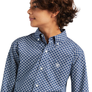 Ariat Boys Kase Classic Long Sleeve Shirt Skyfall