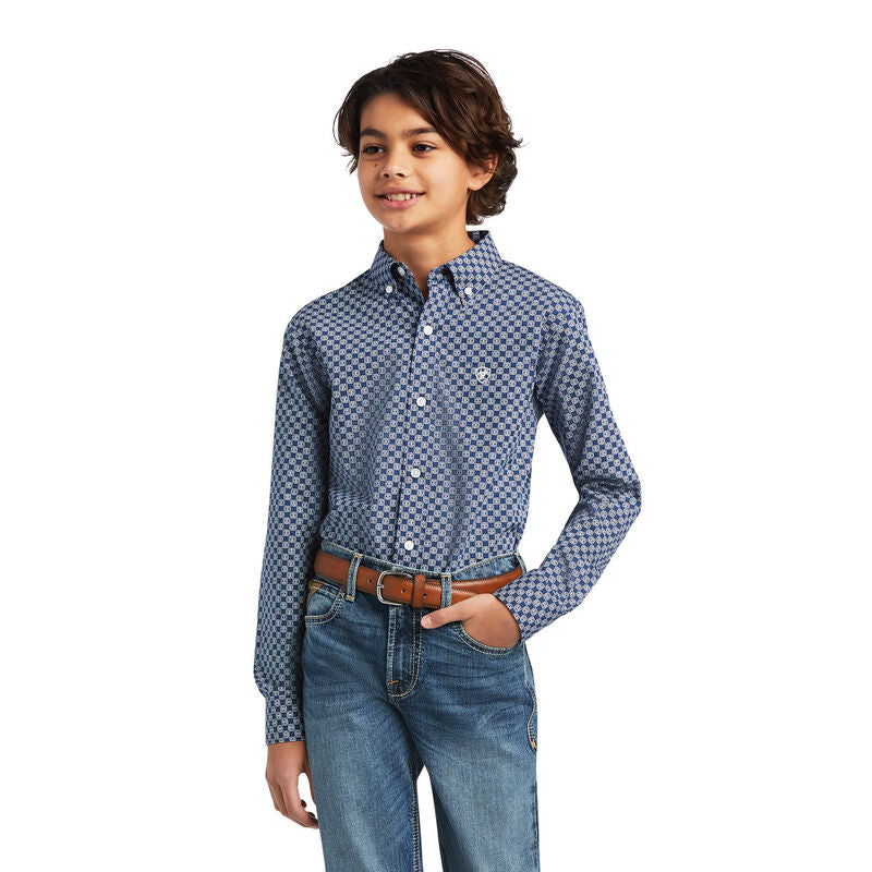 Ariat Boys Kase Classic Long Sleeve Shirt Skyfall