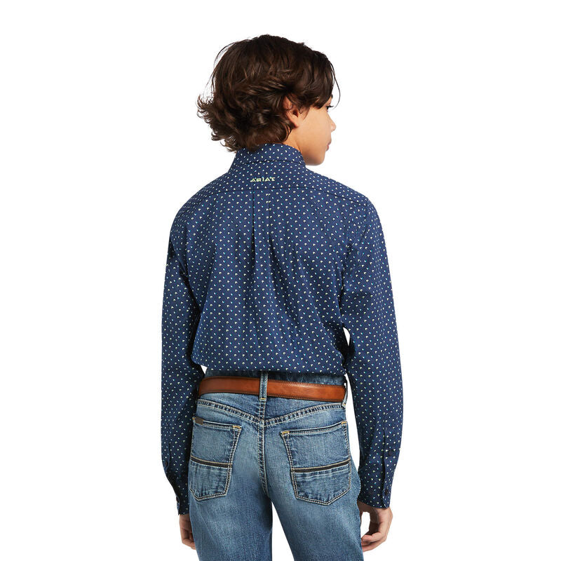 Ariat Boys Dante Stretch Classic Long Sleeve Shirt Deep Pacific