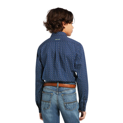 Ariat Boys Dante Stretch Classic Long Sleeve Shirt Deep Pacific