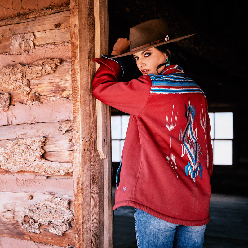 Ariat Womens Shacket Chimayo Shirt Jacket-Rubayiat Red