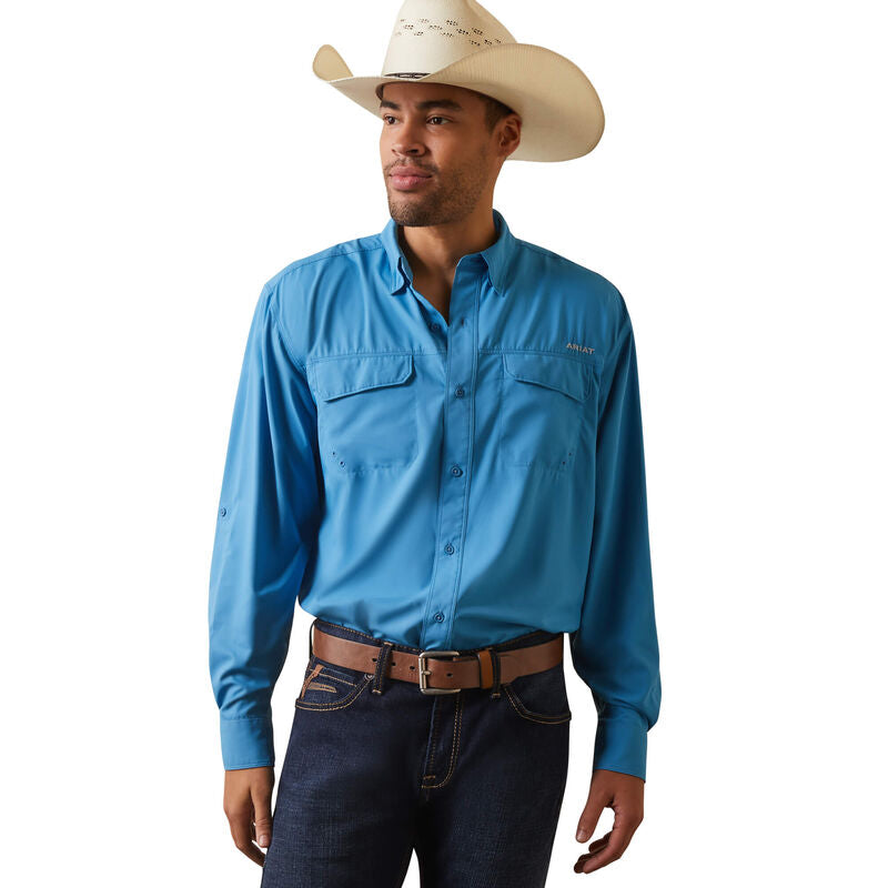 Ariat Mens Venttek Outbound Classic Long Sleeve Shirt Cendre Blue
